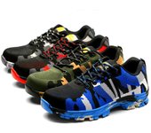 Zapatos de protección de trabajo para hombre, zapatillas de trabajo de malla antipinchazos y antigolpes, zapatillas informales ligeras 36 azul