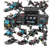 750 Uds. 8 en 1 camiones de comando de policía de la ciudad SWAT bloques de construcción policía Robot coche helicóptero juguetes de bloques de modelismo para niños regalos