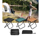 Taburete plegable portátil para acampar, taburete con cremallera, taburete plegable ligero para acampar al aire libre caqui/plata