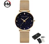 Hannah Martin movimiento japonés Flash nocturno esfera de cielo estrellado relojes creativos impermeables para mujer reloj de cuarzo elegante con diamantes para mujer plata