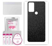 apgo Protective Skin Sticker for the back compatible with Motorola Moto G Play 2022, Wrap Film, Foil, Vinyl - Pattern Black Honeycomb