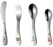 Juego de vajilla con temática de animales, 4 piezas, cuchara, cuchillo y tenedor para bebé, cubiertos para niños