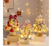 Mesa de Navidad Árbol de Navidad LED Adornos de árbol de Navidad brillantes Adornos festivos Decoraciones navideñas Adornos de decoración de mesa One Size beige