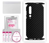 apgo Protective Skin Sticker for the back+sides compatible with Xiaomi Mi 10 5G, Full Wrap Film, Foil, Vinyl - Pattern Carbon Black