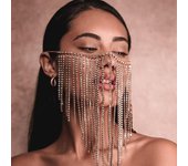 Máscara de borlas, velo de borlas de diamantes de imitación de lujo retro sexy ajustable bohemio para baile de disfraces plata
