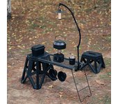 Mesa de rejilla multifuncional, taburete lateral colgante, mesa plegable para exteriores, mesa de camping, estante de hierro portátil, mesa portátil para picnic caqui