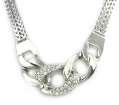 Les Trésors De Lily [M0716] - Collar de diseñador 'Scarlett' blanco plateado plata