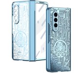 Funda plegable de cobertura total para Samsung Z Fold 4, funda protectora de película de vidrio templado para Samsung Galaxy Z Fold 4 5G Fold4 Zfold4 for Samsung Z Fold 4 azul