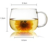 Taza de cristal resistente al calor de 300ml, taza de cristal redonda transparente para té, tazas de café, taza de té de flor de leche, juego de vasos transparentes hechos a mano