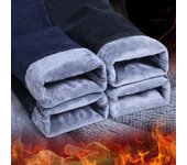 Pantalones vaqueros cálidos de invierno para hombres más pantalones casuales de negocios rectos de franela gruesa de terciopelo para hombres 29 azul/negro