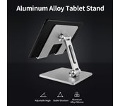Soporte plegable portátil ajustable de la tableta del soporte de la tableta del teléfono móvil de la aleación de aluminio con antideslizante MT134 gris