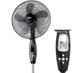ventilador de pie con mando a distancia. color negro. potencia: 60w aspas: ø40cm altura regulable 110-130cm edm