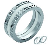 Anillo plural 'Coreografía' acero cerámico 52 blanco