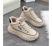 Zapatillas de deporte para mujer, nuevas de otoño, de moda, de plataforma alta, informales, zapatos vulcanizados de cuero a prueba de agua, zapatos para mujeres 35