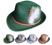 Sombrero Fedora retro de jazz para hombre, con plumas y decoración de cuerda, borde curvo, color sólido, para fiestas de Oktoberfest, festivales, vacaciones, gorra con bombín