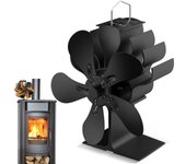 Ventilador de estufa de leña de 5 aspas Ventilador de chimenea alimentado por calor Ventiladores ecológicos Circulación amigable Madera negro