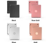 Funda con teclado inteligente F19B con tapa abatible y teclado inalámbrico Bluetooth para iPad Air 1, 2, 5, 6 Pro 9.7 oro rosa
