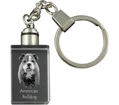 American Bulldog, Old Country Bulldog - Crystal key ring with dog photo, illuminated key ring, unique gift by Art-Dog brand transparente