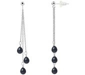 Pendientes - PERLINEA - Perlas Cultivadas Negras Auténticas 5-6 mm - Oro Blanco - Mujer