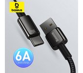 Cable USB tipo C Baseus de 100 W para Samsung Pro, cable de carga rápida USB-C, cable de datos para Huawei P30, Realme, OnePlus, Poco F3 USB to Type-C, 1m negro