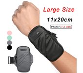 Monedero de muñeca, pulsera deportiva, funda para teléfono, llavero, brazalete para gimnasio, fitness, ciclismo al aire libre, correr, bolso de brazo, billetera para mujer y hombre gris