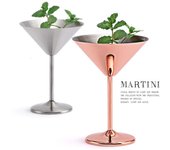 Copa de cóctel de Martini de oro rosa, Copa de vino a prueba de caídas para Fiesta al aire libre, copa de acero inoxidable, embudo clásico, copa de vino tinto de Metal Silver Cup 280ml