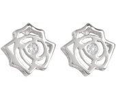 Les Trésors De Lily [Q2889] - Boucles argent 'Rosa Romantica' blanc argenté (rhodié) - 9x9 mm blanco