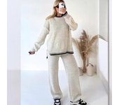Conjunto informal holgado de dos piezas de color liso para otoño e invierno para mujer S negro