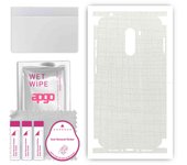 apgo Protective Skin Sticker for the back+sides compatible with Xiaomi Pocophone F1, Full Wrap Film, Foil, Vinyl - Pattern White Fabric