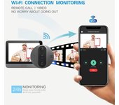Timbre inteligente 720P Video WiFi mirilla cámara Viwer timbre inteligente monitoreo conjunto visión nocturna Video EyeAA gris