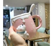Taza de oso Polar de dibujos animados, Taza de cerámica en relieve, taza de café, taza para leche, juego de agua para beber
