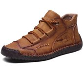 Botas cortas de otoño para hombre: Zapatos casuales de cuero de caña alta y suela plana para uso en exteriores y trabajo. Zapatillas transfronterizas de gran tamaño.