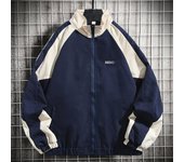 Chaqueta de invierno de Color Patchwork con cierre de cremallera que no se decolora, mantiene el calor, chaqueta de béisbol de otoño e invierno, ropa de calle informal Unisex XL azul marino