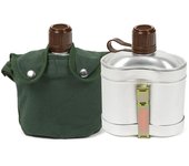 Juego de cantimplora de aluminio portátil con taza y cubierta, equipo de cocina para acampar al aire libre, para senderismo 3pcs set