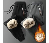 Nuevos pantalones de lana de cordero, pantalones cálidos acolchados y gruesos de invierno para hombre, pantalones para hombre, pantalones deportivos informales sueltos de algodón, pantalones deportivos para sudar 2XL negro