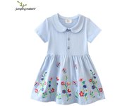 2023 Verano Nueva llegada Niñas 'Manga corta Tejer algodón Cartoon Muñeca Cuello Princesa Vestido para pequeños y medianos 80cm