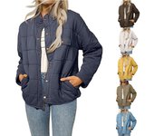 Chaqueta ligera holgada de moda con cuello levantado para mujer de otoño e invierno L negro