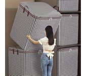 Cajas de almacenamiento con diseño de pata de gallo, bolsas para guardar ropa, mantas, contenedores de almacenamiento con asas, organizadores de armario 100L gris