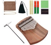 Piano de pulgar de 17 teclas Kalimba tono C de madera de alcanfor con bolsa de transporte libro de música pegatinas de escala Musical