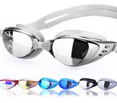 Gafas de natación para hombres y mujeres, antivaho, con prescripción UV, impermeables, de silicona, ajustables, para piscina, para adultos y niños, gafas de buceo negro