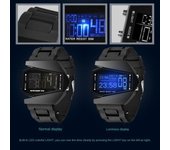 Reloj electrónico con cronómetro y alarma con calendario y correa de silicona con sistema 12/24 horas para niña negro
