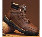 Zapatos retro de otoño/invierno para hombre, botas de piel de vacuno para hombre, botas de moto cómodas, botas de invierno, mocasines de piel auténtica para hombre 38 negro