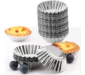 10 moldes antiadherentes para tartaletas de huevo con forma de flor, reutilizables, de acero inoxidable, para magdalenas, muffins, pasteles, tartaletas 10pcs