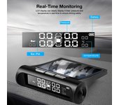 Monitor solar de presión de neumáticos de coche TPMS Sistema de control de presión de neumáticos inalámbrico Pantalla LCD Sensor de alarma de seguridad de presión de neumáticos automático interno AN01
