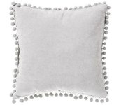 Coussin pompons 40 x 40 cm Atmosphera - Gris clair - Coussin 40 x 40 cm