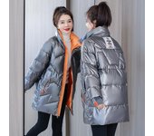 Abrigo de invierno para mujer, chaqueta acolchada de algodón de plumón medio largo, invierno M gris