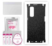 apgo Protective Skin Sticker for the back+sides compatible with Oppo Reno4 Pro, Full Wrap Film, Foil, Vinyl - Pattern Black Honeycomb