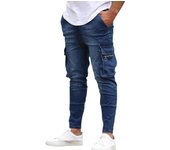 Pantalones vaqueros ajustados y elásticos para hombre, pantalones de mezclilla cargo con múltiples bolsillos, pantalones de calle para hombre, pantalones de trabajo de hip hop XXXL negro