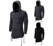 Abrigos punk holgados con capucha largos de color liso oscuro de tendencia de otoño e invierno para hombres M negro