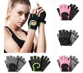 Hombres Mujeres deportes gimnasio Fitness entrenamiento levantamiento de pesas medio dedo guantes antideslizantes ?M?XG07